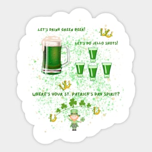 Green Beer and Jello Shots Sticker